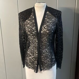 Women's Vintage 80's Black Lace Floral Evening Jacket Bolero
